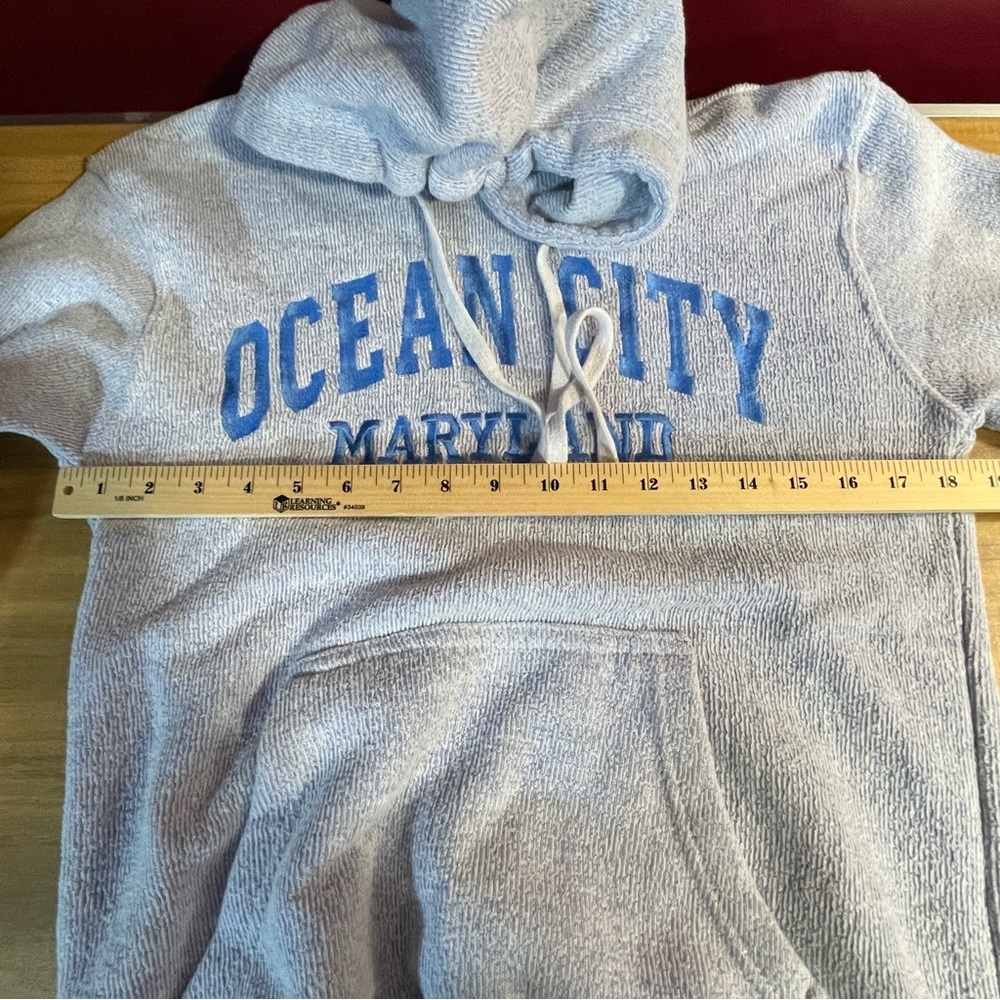 Embroidered Gray and Blue Ocean City Maryland Hoodie - Picture 5 of 8